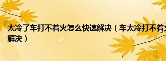 太冷了车打不着火怎么快速解决（车太冷打不着火怎么快速解决）