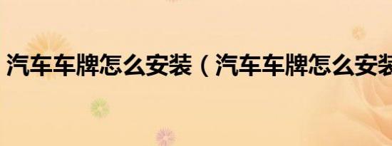汽车车牌怎么安装（汽车车牌怎么安装上去）