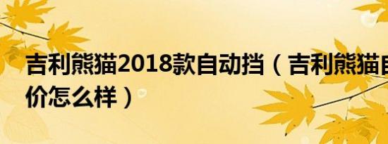 吉利熊猫2018款自动挡（吉利熊猫自动挡报价怎么样）