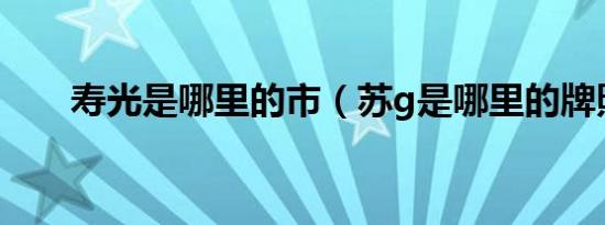 寿光是哪里的市（苏g是哪里的牌照）