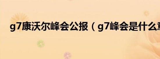 g7康沃尔峰会公报（g7峰会是什么意思）