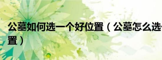 公墓如何选一个好位置（公墓怎么选一个好位置）