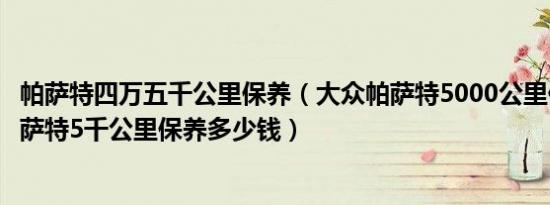 帕萨特四万五千公里保养（大众帕萨特5000公里保养费用帕萨特5千公里保养多少钱）