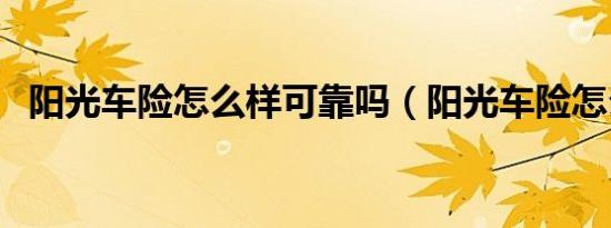 阳光车险怎么样可靠吗（阳光车险怎么样）