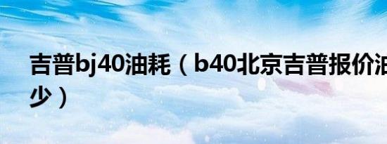 吉普bj40油耗（b40北京吉普报价油耗是多少）
