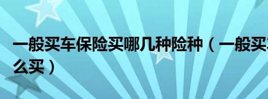 一般买车保险买哪几种险种（一般买车保险怎么买）