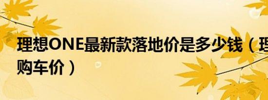 理想ONE最新款落地价是多少钱（理想ONE购车价）