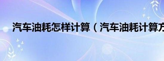 汽车油耗怎样计算（汽车油耗计算方法）
