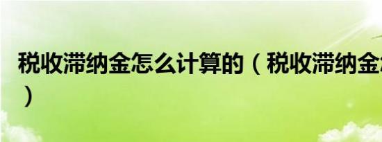 税收滞纳金怎么计算的（税收滞纳金怎么计算）