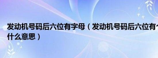发动机号码后六位有字母（发动机号码后六位有个星号键是什么意思）