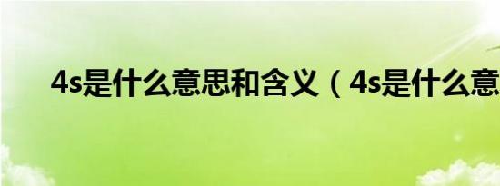 4s是什么意思和含义（4s是什么意思）