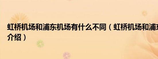 虹桥机场和浦东机场有什么不同（虹桥机场和浦东机场区别介绍）