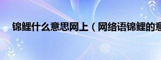 锦鲤什么意思网上（网络语锦鲤的意思）