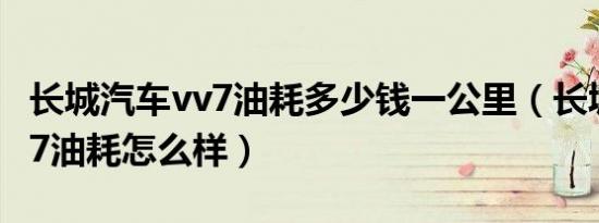 长城汽车vv7油耗多少钱一公里（长城汽车vv7油耗怎么样）