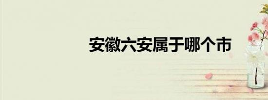 安徽六安属于哪个市
