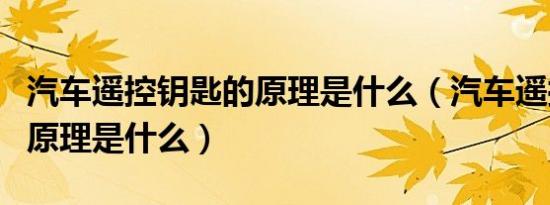 汽车遥控钥匙的原理是什么（汽车遥控钥匙的原理是什么）