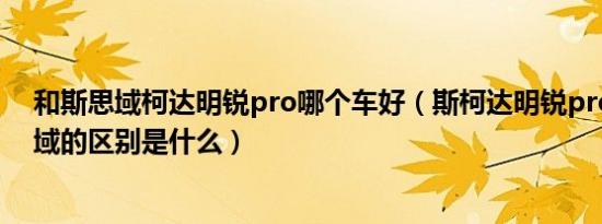 和斯思域柯达明锐pro哪个车好（斯柯达明锐pro与本田思域的区别是什么）