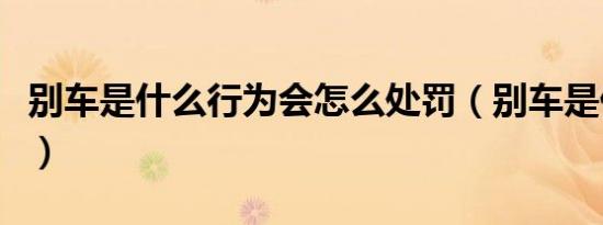 别车是什么行为会怎么处罚（别车是什么意思）