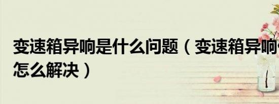 变速箱异响是什么问题（变速箱异响什么问题怎么解决）