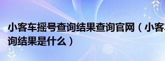 小客车摇号查询结果查询官网（小客车摇号查询结果是什么）