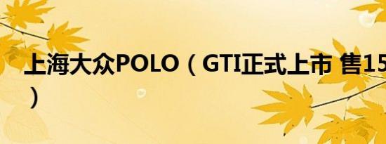 上海大众POLO（GTI正式上市 售15.89万元）