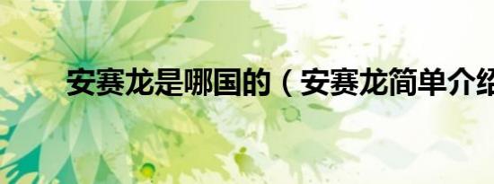 安赛龙是哪国的（安赛龙简单介绍）