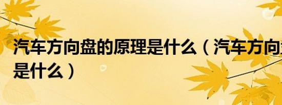 汽车方向盘的原理是什么（汽车方向盘的原理是什么）