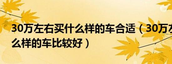 30万左右买什么样的车合适（30万左右买什么样的车比较好）
