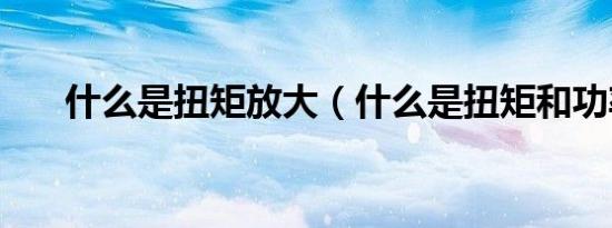 什么是扭矩放大（什么是扭矩和功率）