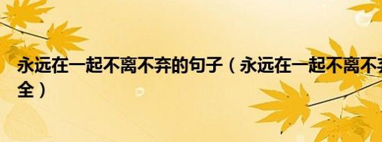 永远在一起不离不弃的句子（永远在一起不离不弃的句子大全）