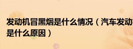 发动机冒黑烟是什么情况（汽车发动机冒黑烟是什么原因）