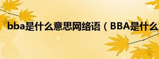 bba是什么意思网络语（BBA是什么意思）
