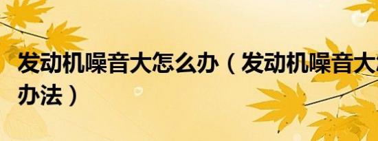 发动机噪音大怎么办（发动机噪音大怎么解决办法）
