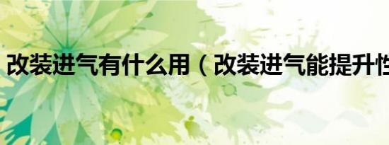 改装进气有什么用（改装进气能提升性能吗）