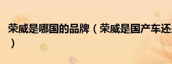 荣威是哪国的品牌（荣威是国产车还是合资车）
