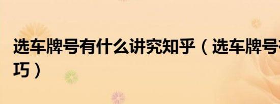 选车牌号有什么讲究知乎（选车牌号有什么技巧）