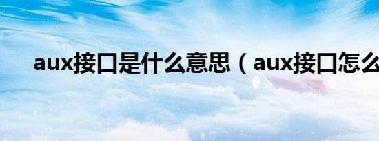 aux接口是什么意思（aux接口怎么用）