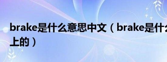 brake是什么意思中文（brake是什么意思车上的）