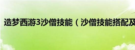 造梦西游3沙僧技能（沙僧技能搭配及配招）