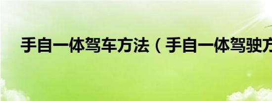 手自一体驾车方法（手自一体驾驶方法）
