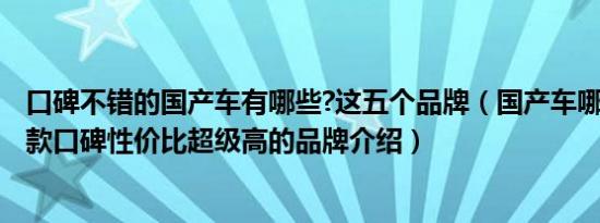 口碑不错的国产车有哪些?这五个品牌（国产车哪个品牌好5款口碑性价比超级高的品牌介绍）