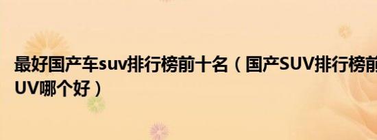 最好国产车suv排行榜前十名（国产SUV排行榜前十名国产SUV哪个好）