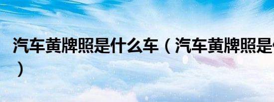 汽车黄牌照是什么车（汽车黄牌照是什么意思）