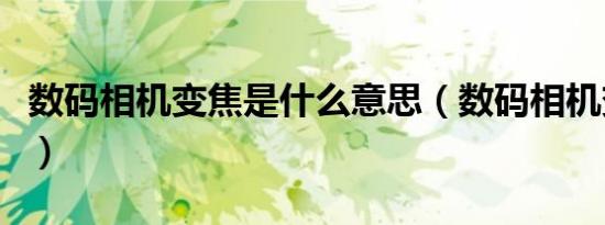 数码相机变焦是什么意思（数码相机变焦解释）