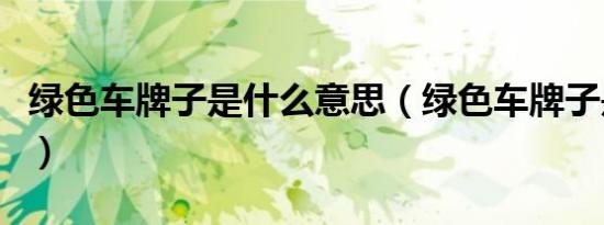 绿色车牌子是什么意思（绿色车牌子是什么车）