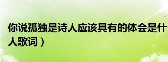 你说孤独是诗人应该具有的体会是什么歌（唐人歌词）