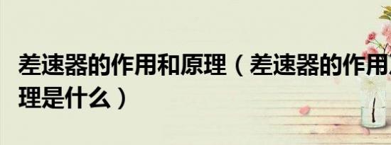 差速器的作用和原理（差速器的作用及工作原理是什么）