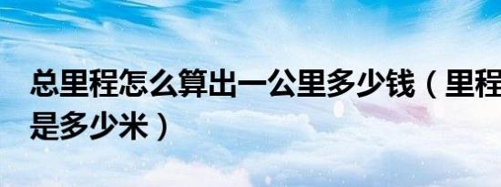 总里程怎么算出一公里多少钱（里程表1公里是多少米）