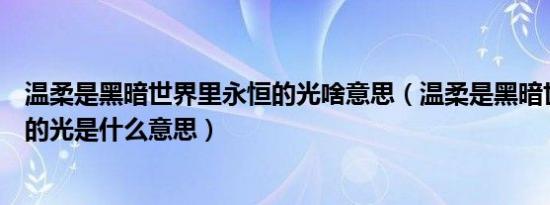 温柔是黑暗世界里永恒的光啥意思（温柔是黑暗世界里永恒的光是什么意思）