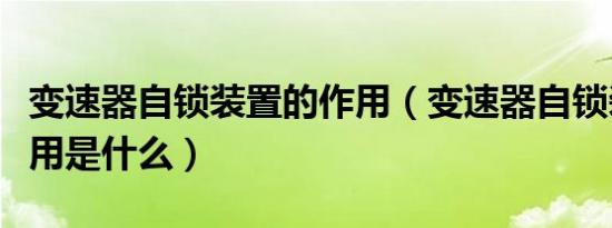 变速器自锁装置的作用（变速器自锁装置的作用是什么）